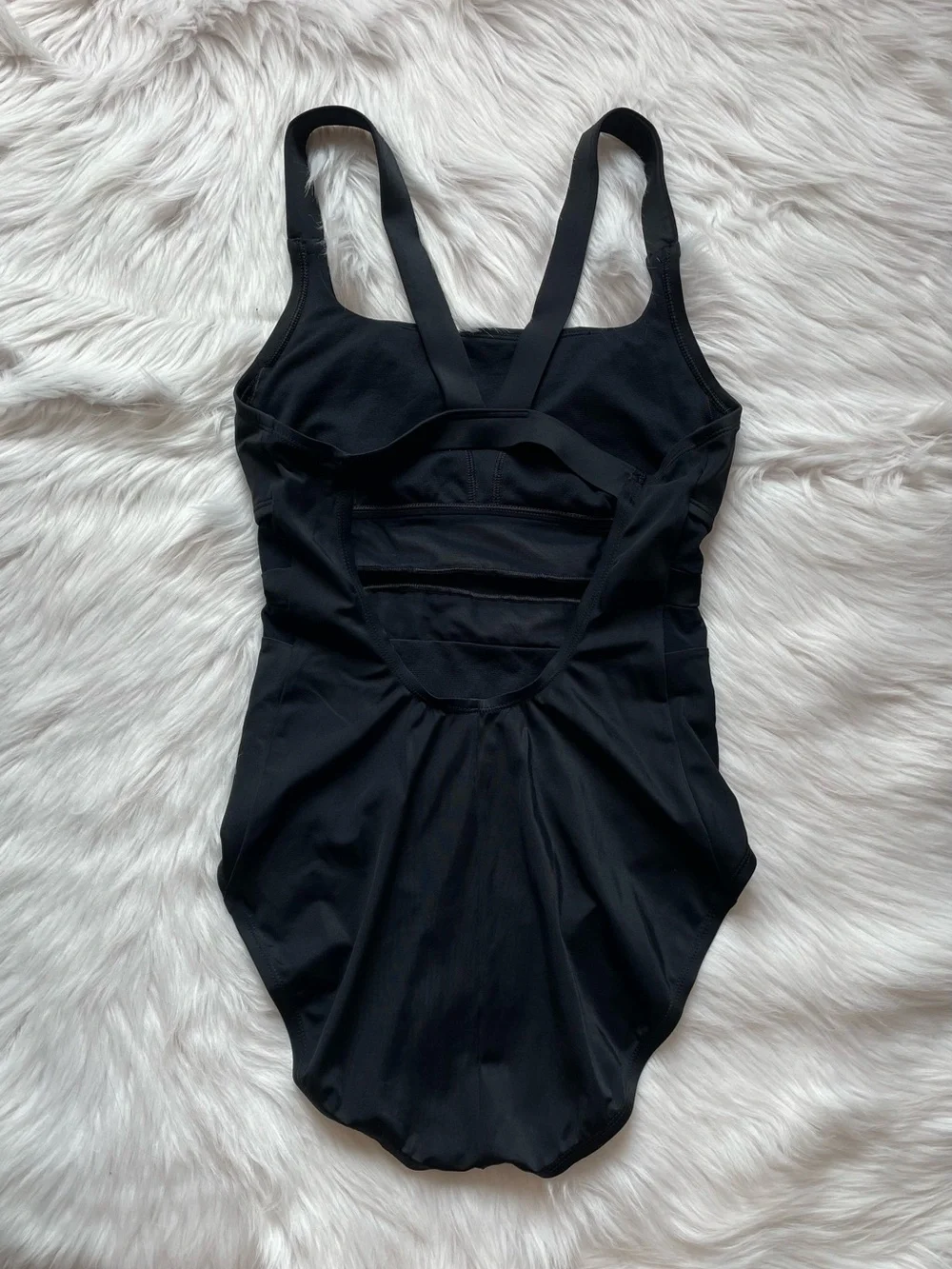 Nike one piece swimsuit black mesh v back swim suit women’s L large bathing suit